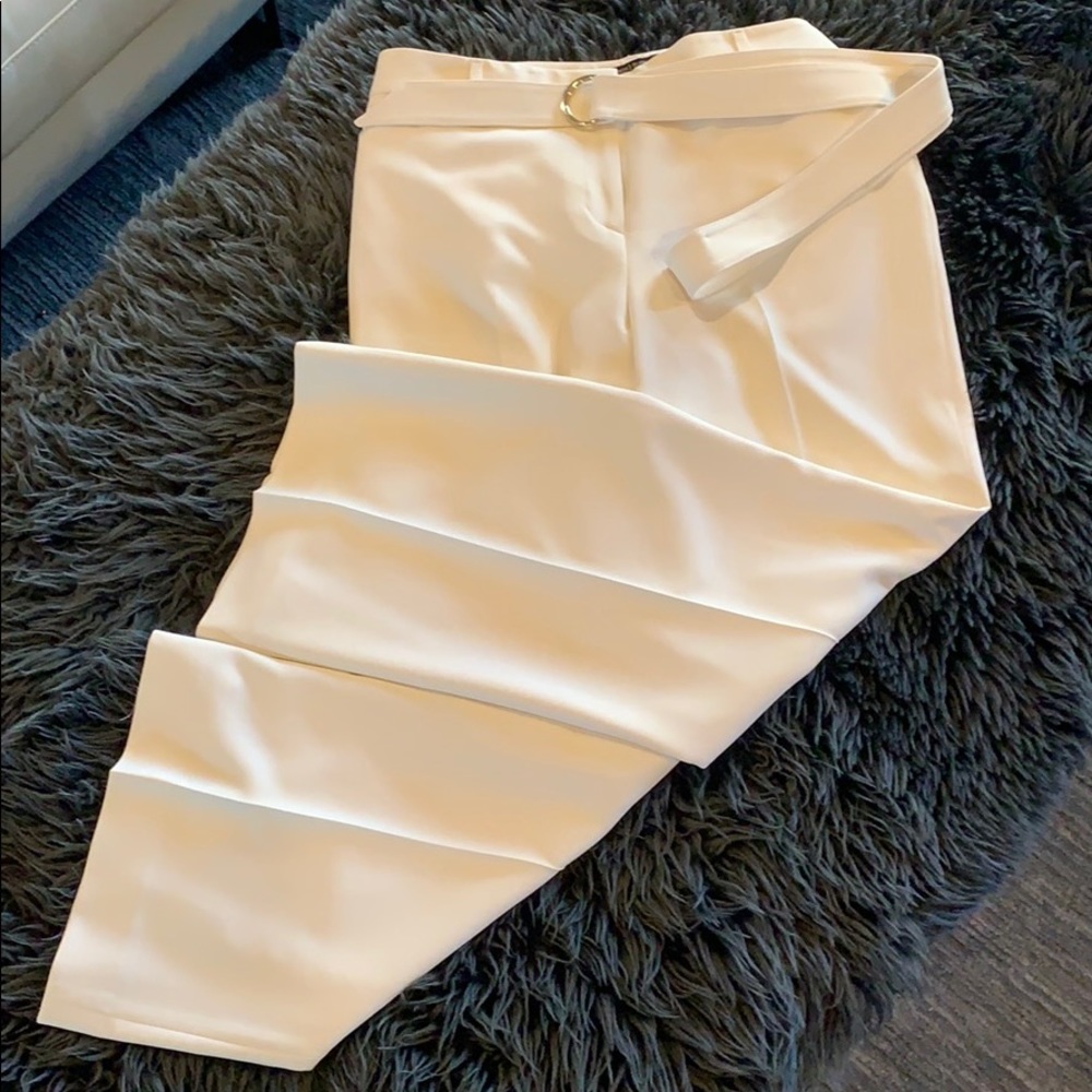 Ivory, wide-leg trousers WHBM with belt